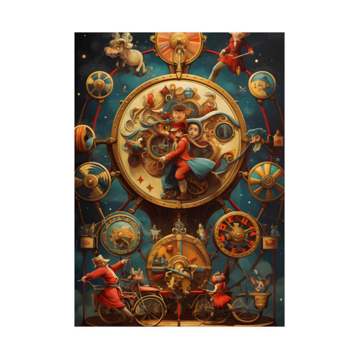 Whimsical Clockwork Circus: Fantastical Mechanical Art - Poster