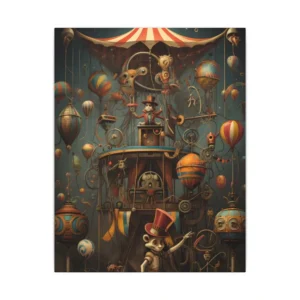 Circus Machine with Balloons Canvas Print