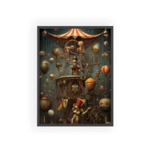 Circus Machine with Balloons Framed Poster