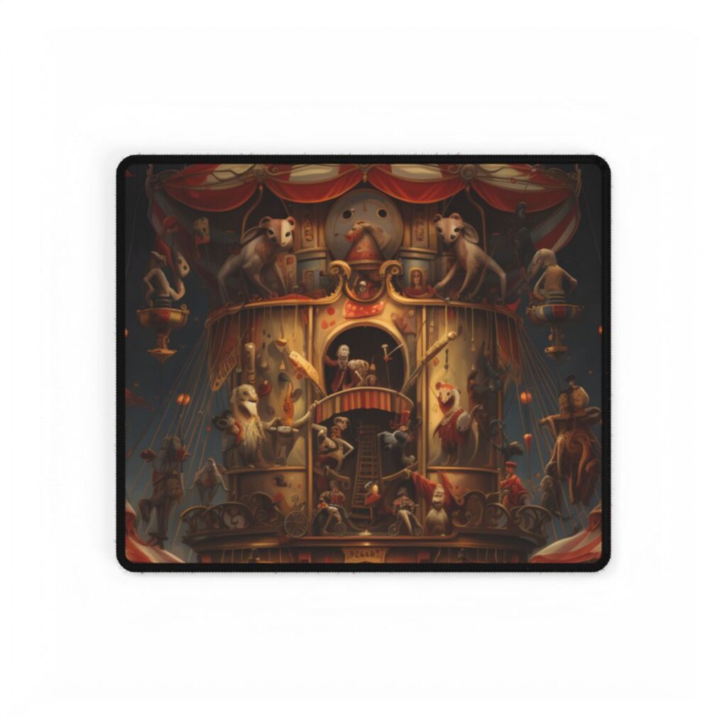 Whimsical Clockwork Circus: Magical Artwork - Desk Mat