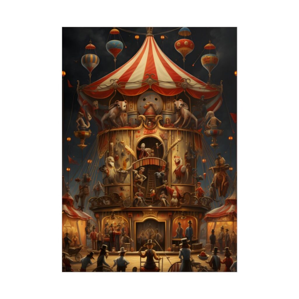 Whimsical Clockwork Circus: Magical Artwork - Poster