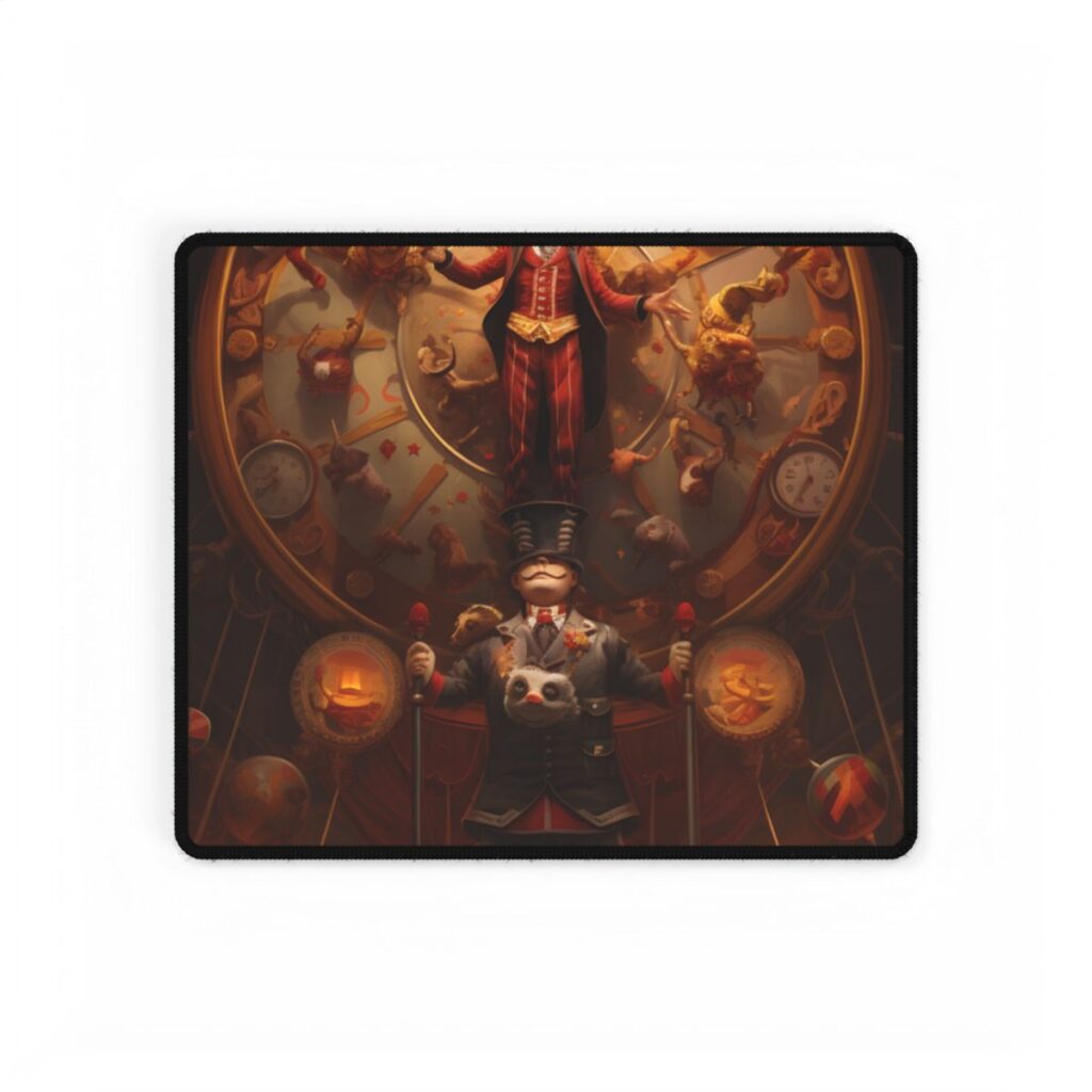 Whimsical Clockwork Circus: Magical Mechanical Art - Desk Mat