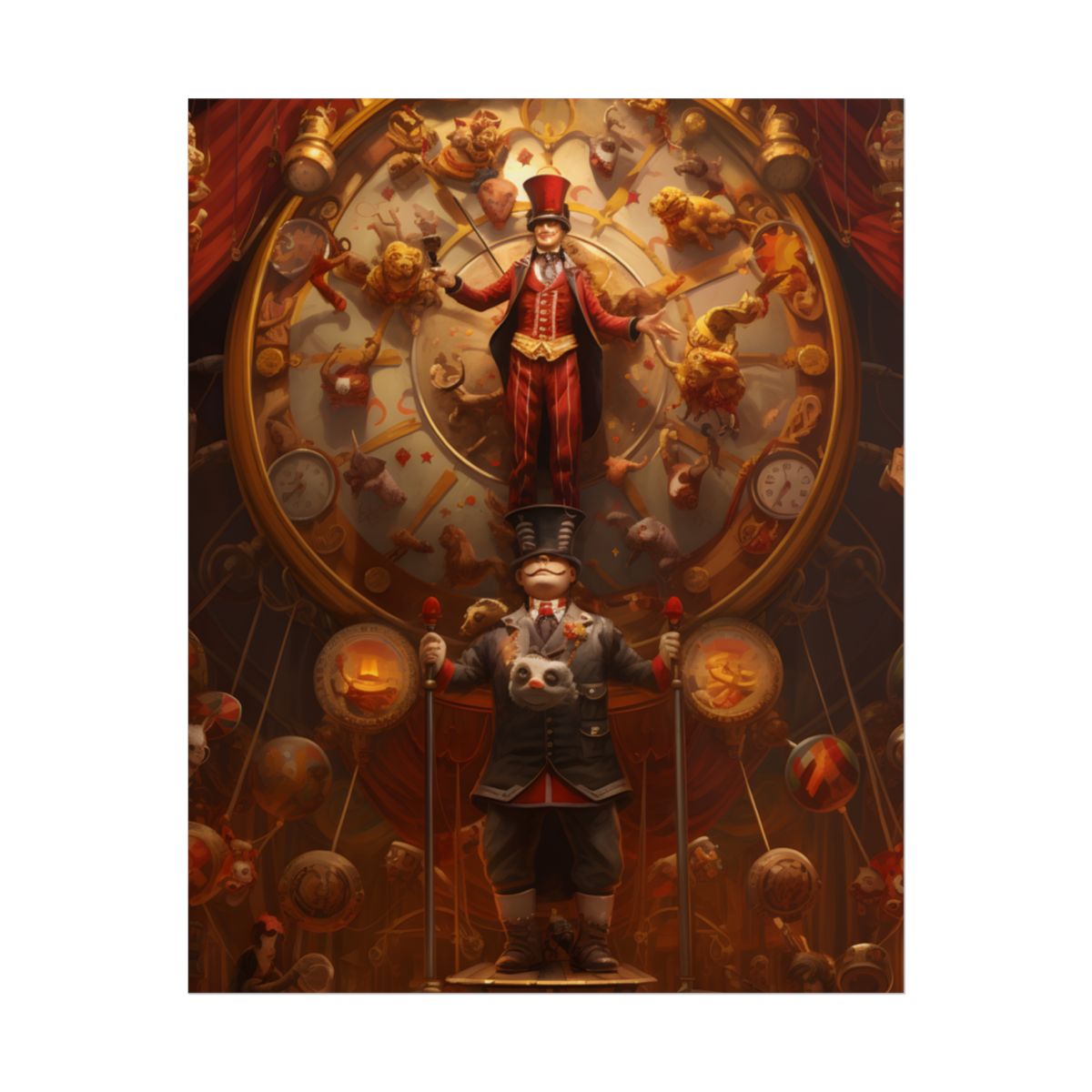 Whimsical Clockwork Circus: Magical Mechanical Art - Poster
