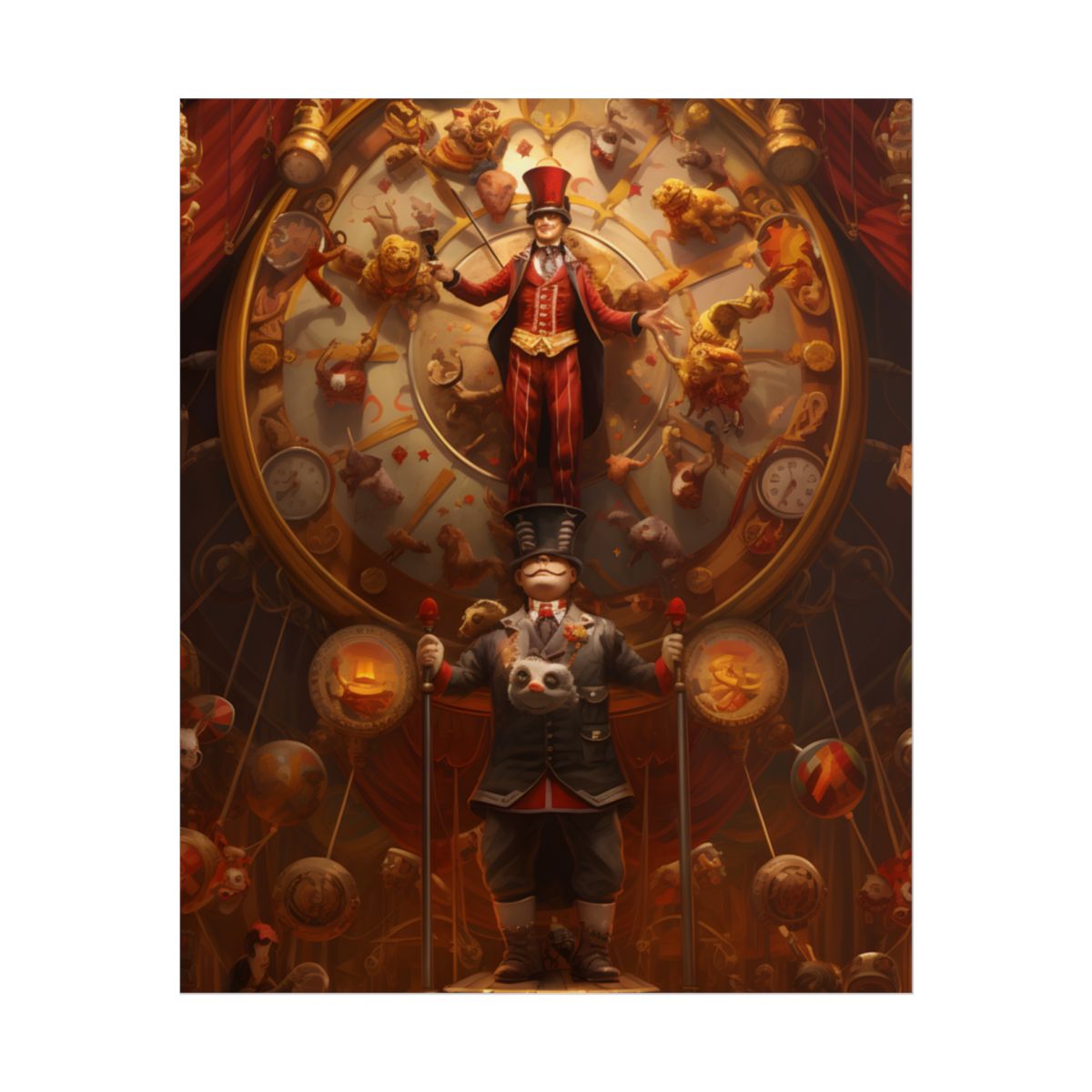 Whimsical Clockwork Circus: Magical Mechanical Art - Poster