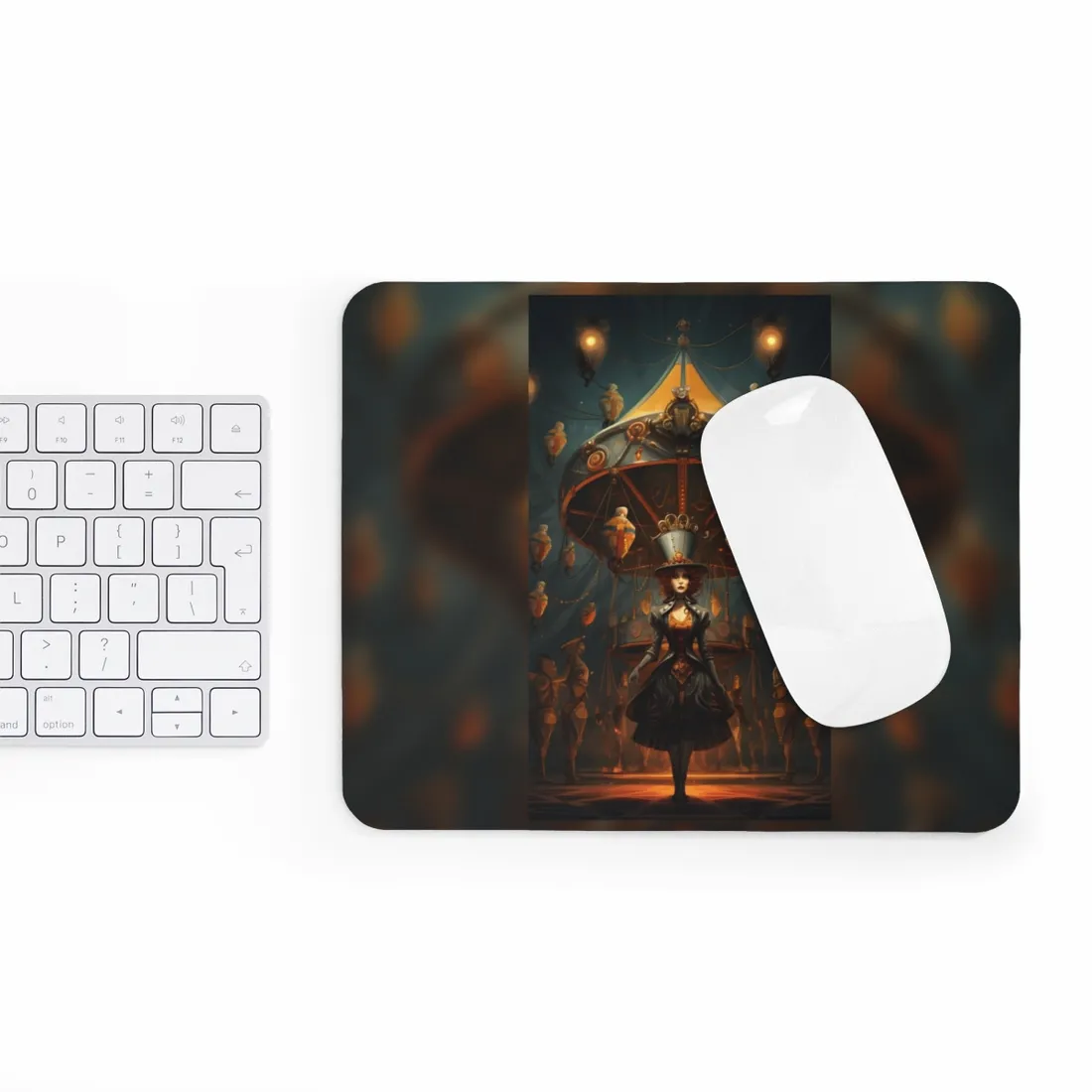 Whimsical Clockwork Circus: Vibrant Art - Mouse Pad