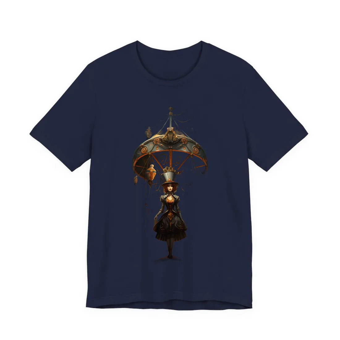 Whimsical Clockwork Circus: Vibrant Art - T-Shirt (Navy)