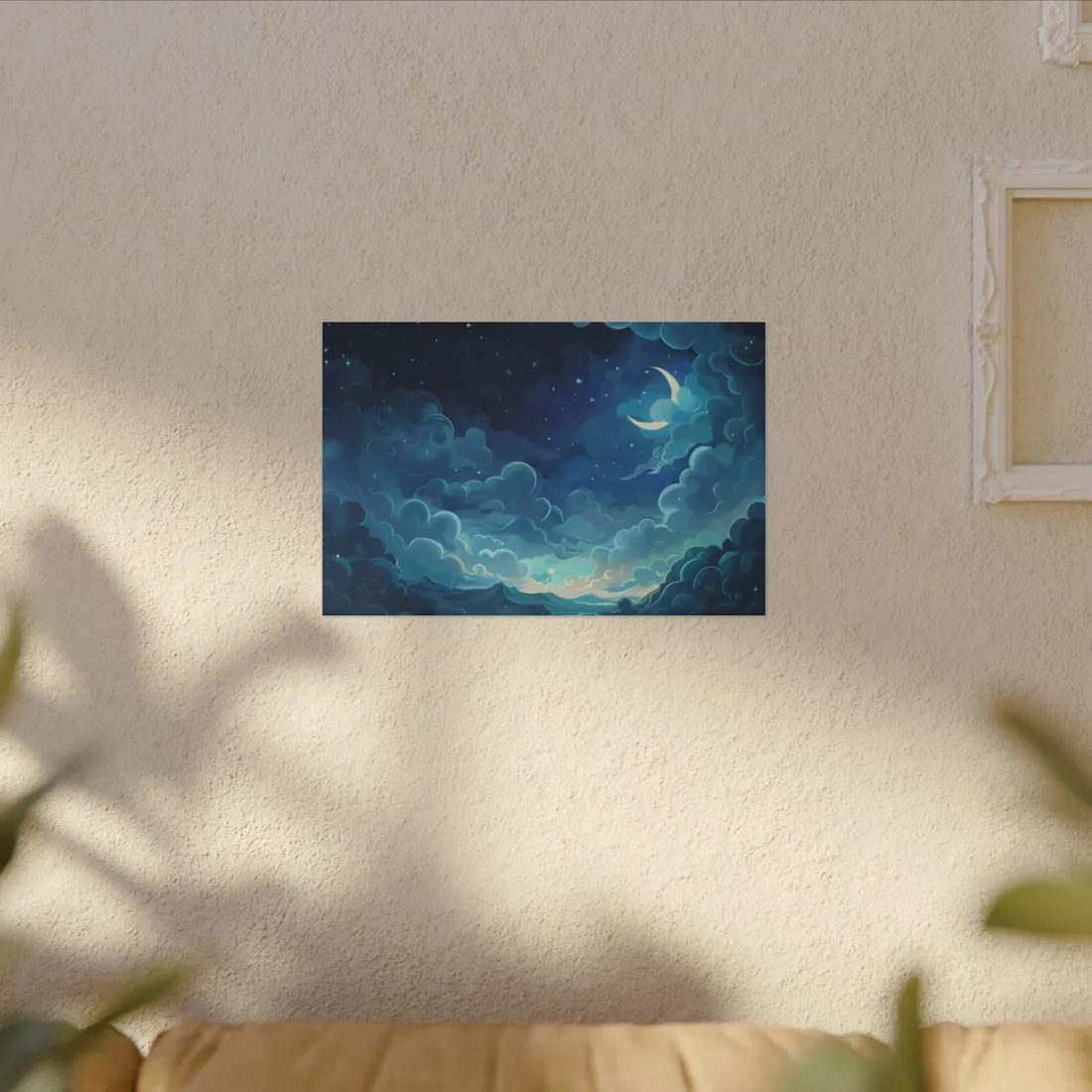 Whimsical Dreamy Night Sky: Bird in Flight Digital Art - Canvas
