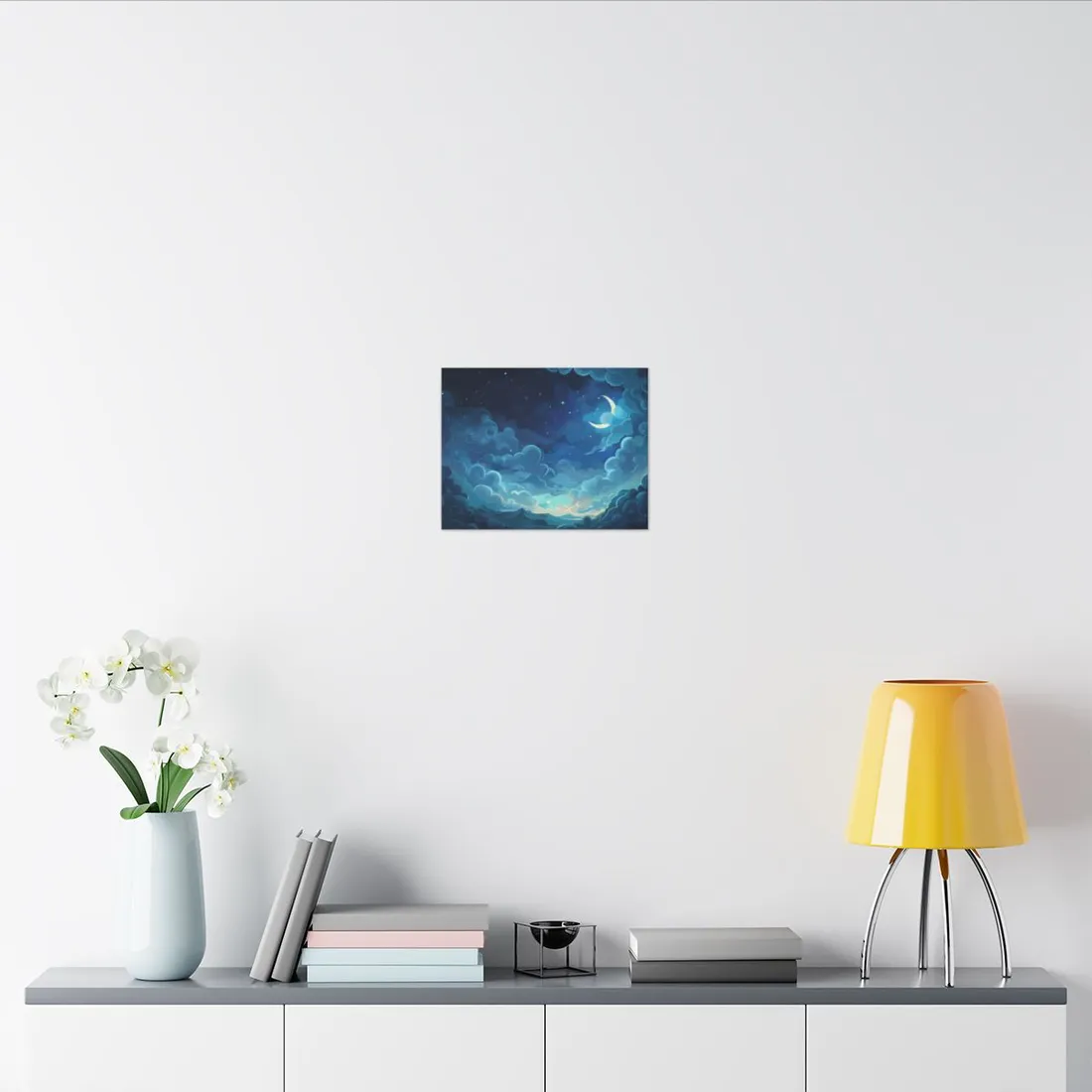 Whimsical Dreamy Night Sky: Bird in Flight Digital Art - Canvas