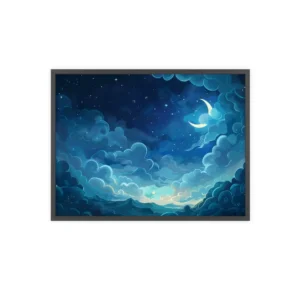 Crescent Moon over Night Clouds Framed Poster