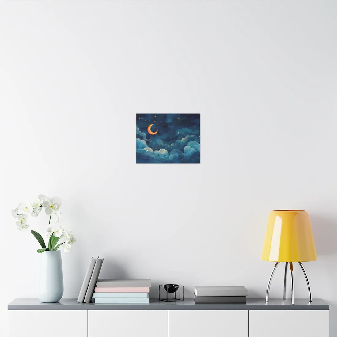 Whimsical Dreamy Night Sky: Small Town Illuminated by Pastel Stars - Canvas