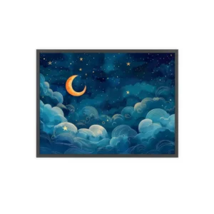 Crescent Moon and Clouds Framed Poster