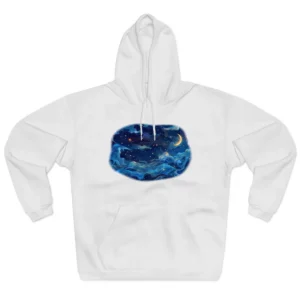 Crescent Moon over Blue Waves Hoodie