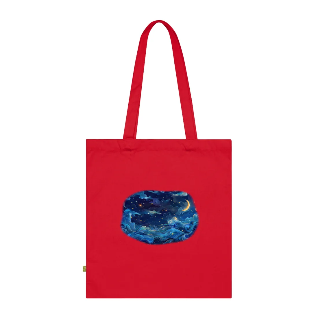 Whimsical Dreamy Night Sky: Stars, Moon, and Shooting Star - Tote Bag (Classic Red)