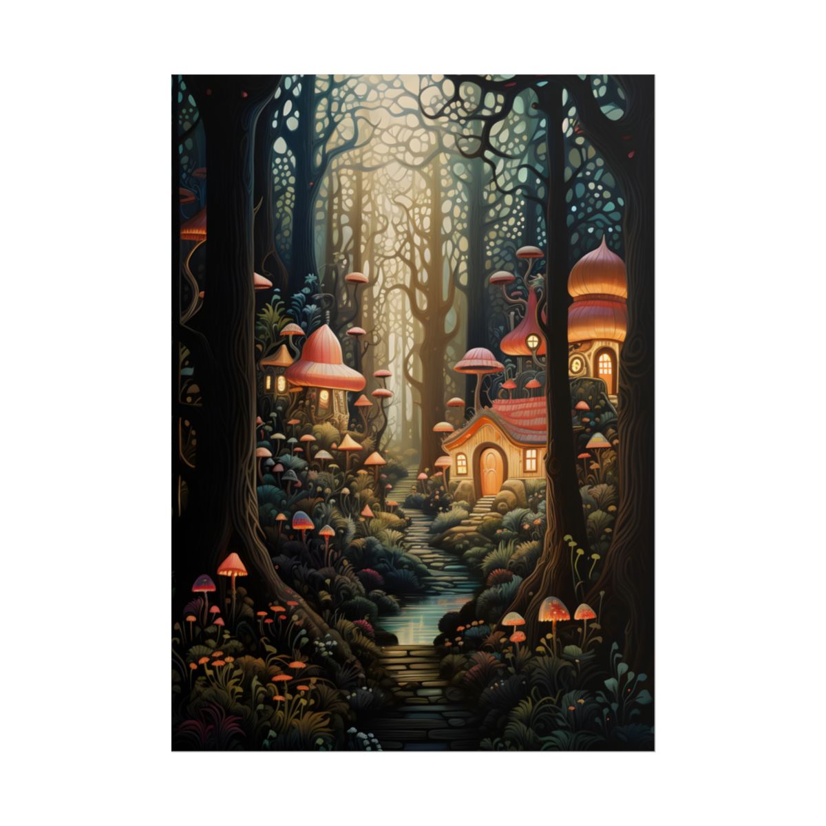 Whimsical Enchanted Forest: Illustrative Artwork - Poster