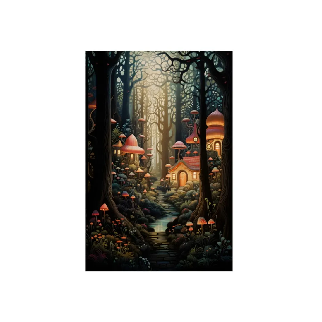 Whimsical Enchanted Forest: Illustrative - Metal Poster
