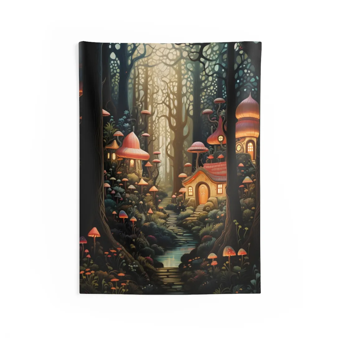 Whimsical Enchanted Forest: Illustrative - Wall Tapestry