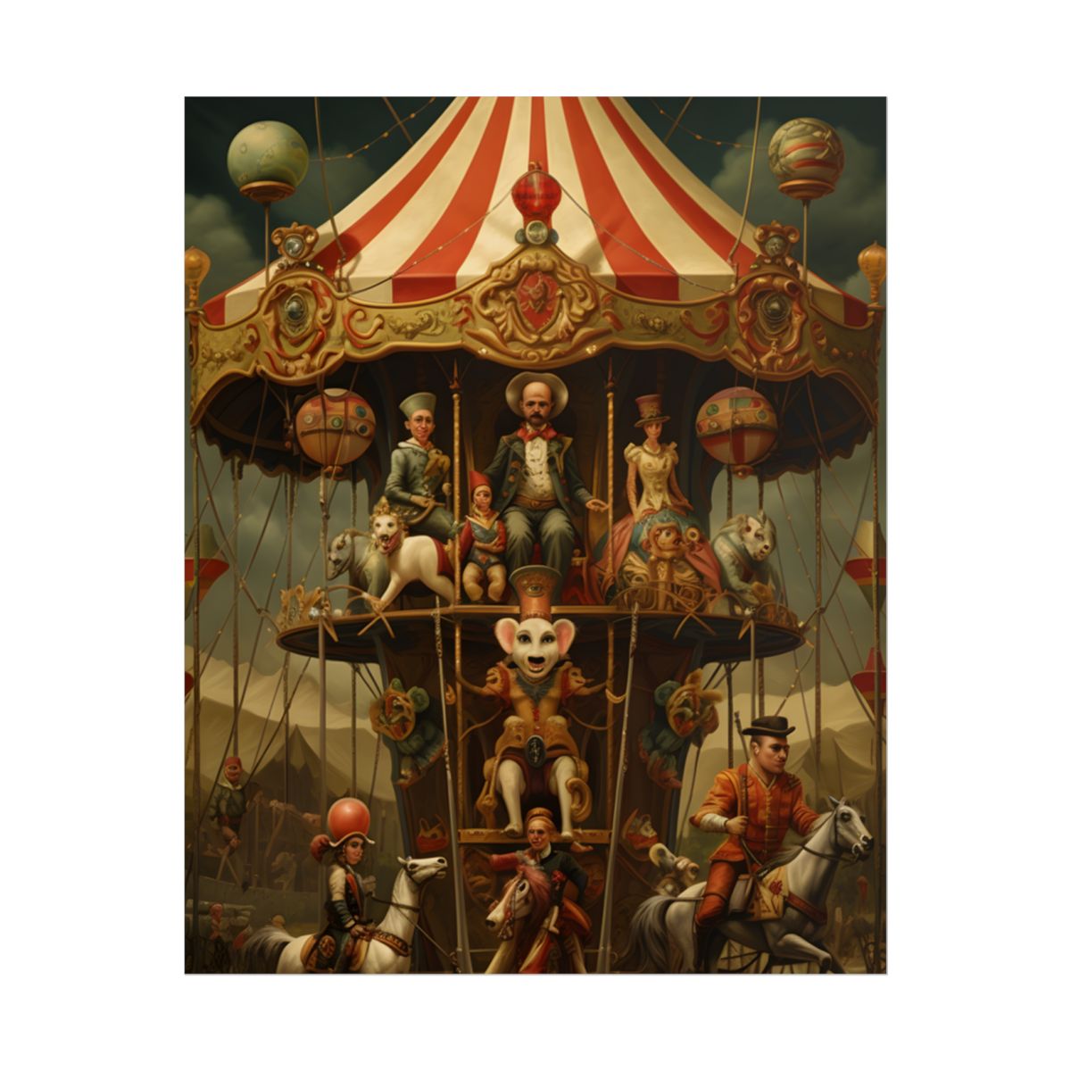 Whimsical Fantastical Clockwork Circus Art: A Unique Digital Artwork - Poster