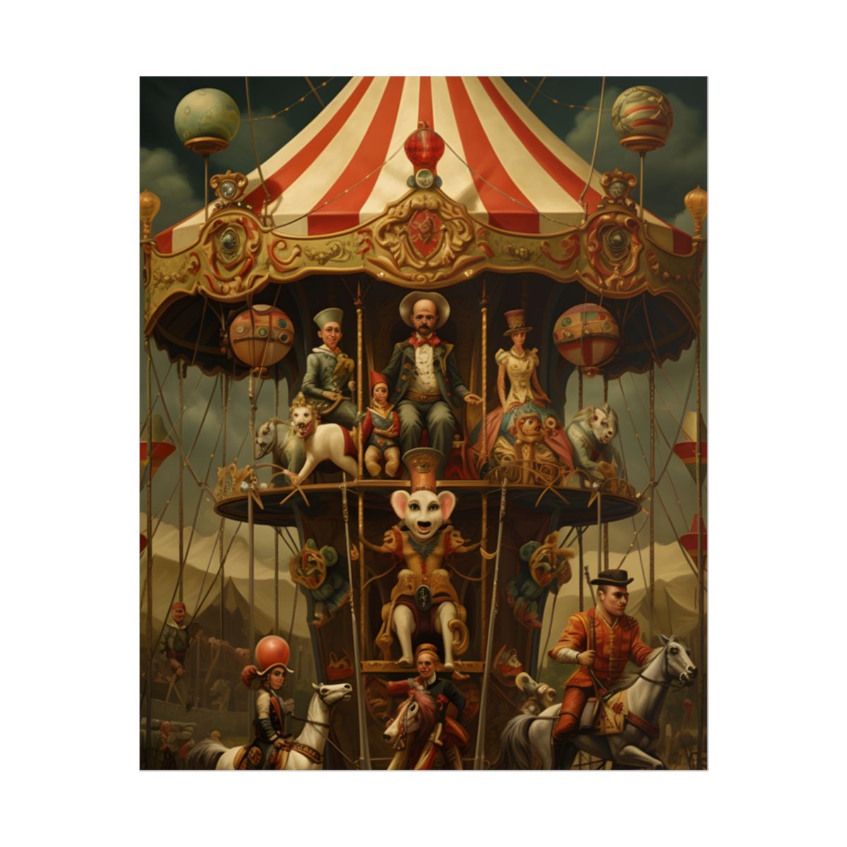 Whimsical Fantastical Clockwork Circus Art: A Unique Digital Artwork - Poster