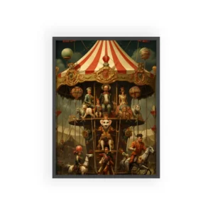 Vintage Circus Carousel Framed Poster