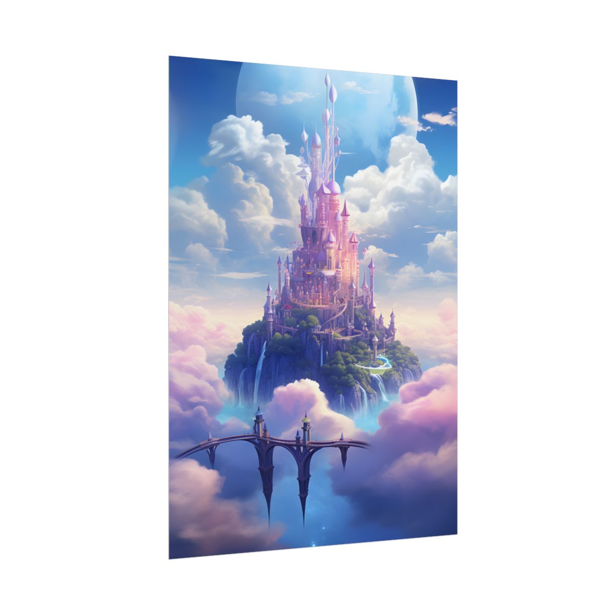 Whimsical Fantasy Floating City: Celestial Realm Artwork - Poster