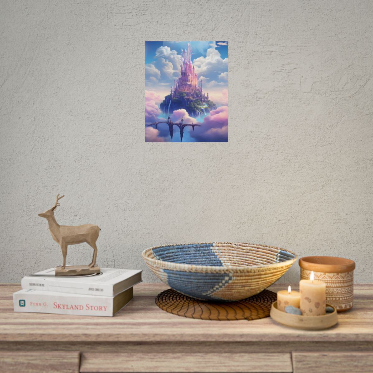 Whimsical Fantasy Floating City: Celestial Realm Artwork - Poster