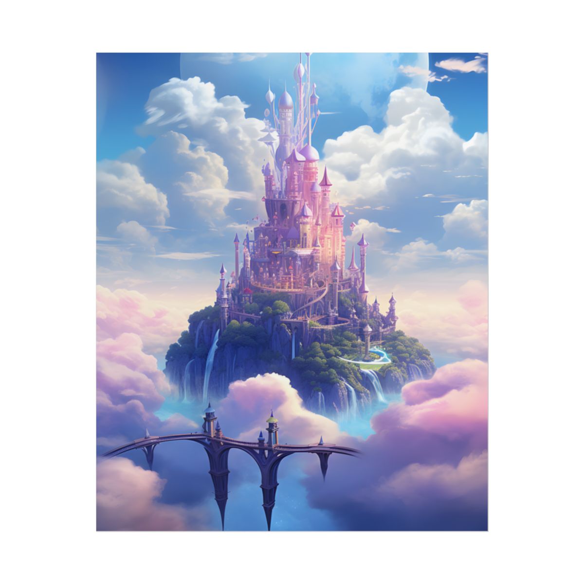 Whimsical Fantasy Floating City: Celestial Realm Artwork - Poster