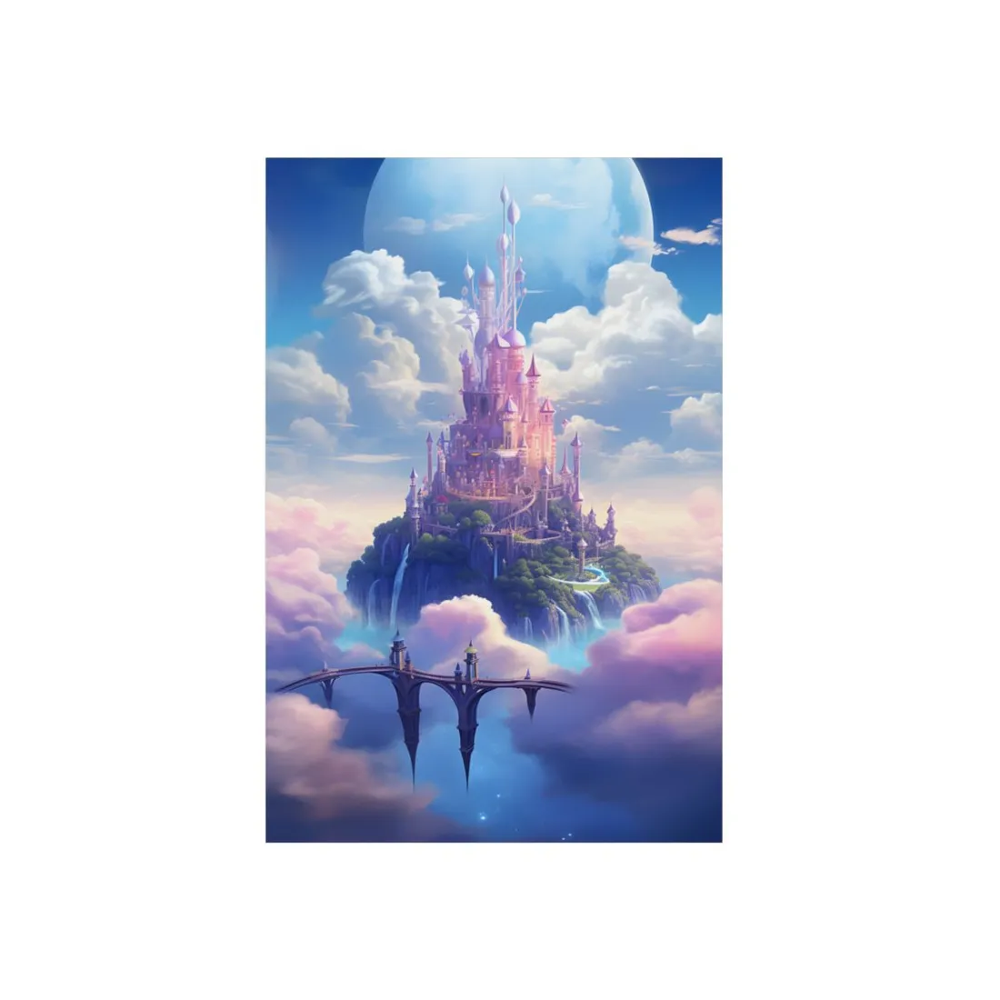 Whimsical Fantasy Floating City: Celestial Realm - Metal Poster