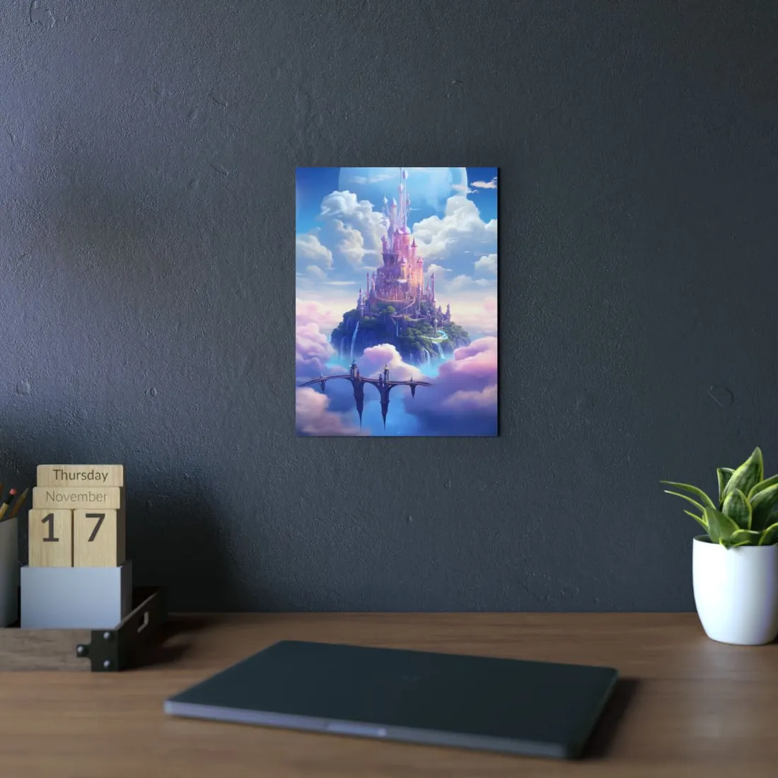 Whimsical Fantasy Floating City: Celestial Realm - Metal Poster