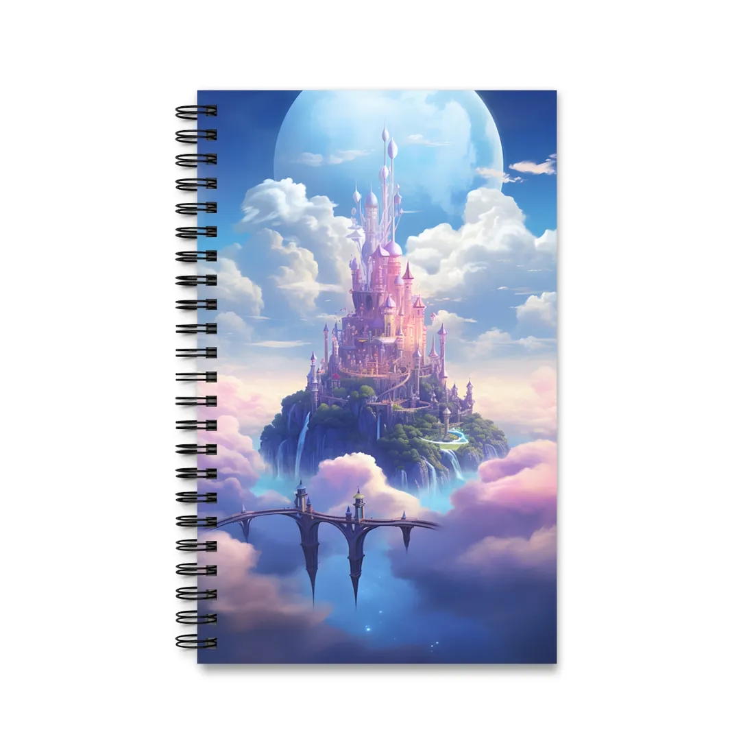 Whimsical Fantasy Floating City: Celestial Realm - Spiral Notebook