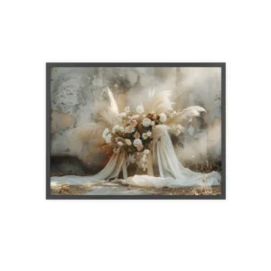 Pampas Grass and Rose Bouquet Framed Poster