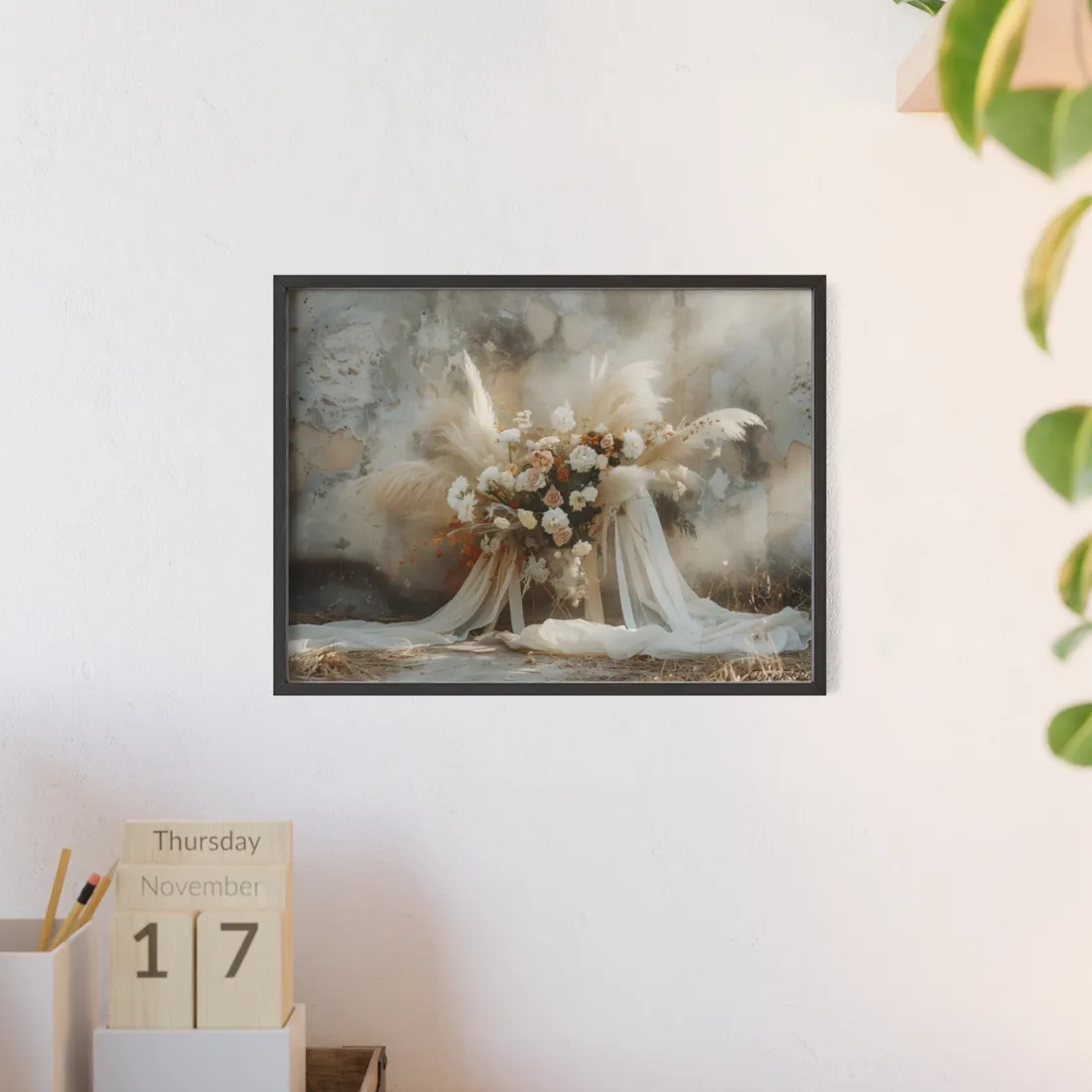 Whimsical Floral Bloom: Pampas Grass - Framed Poster