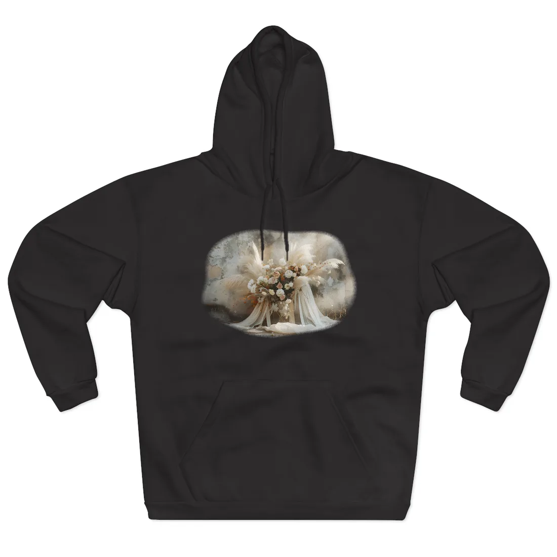 Whimsical Floral Bloom: Pampas Grass - Hoodie (Black)