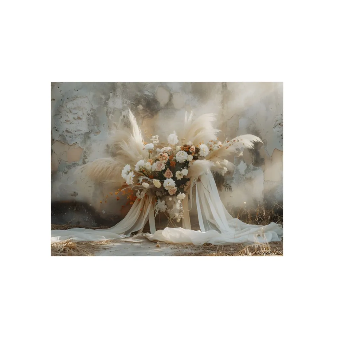 Whimsical Floral Bloom: Pampas Grass - Metal Poster