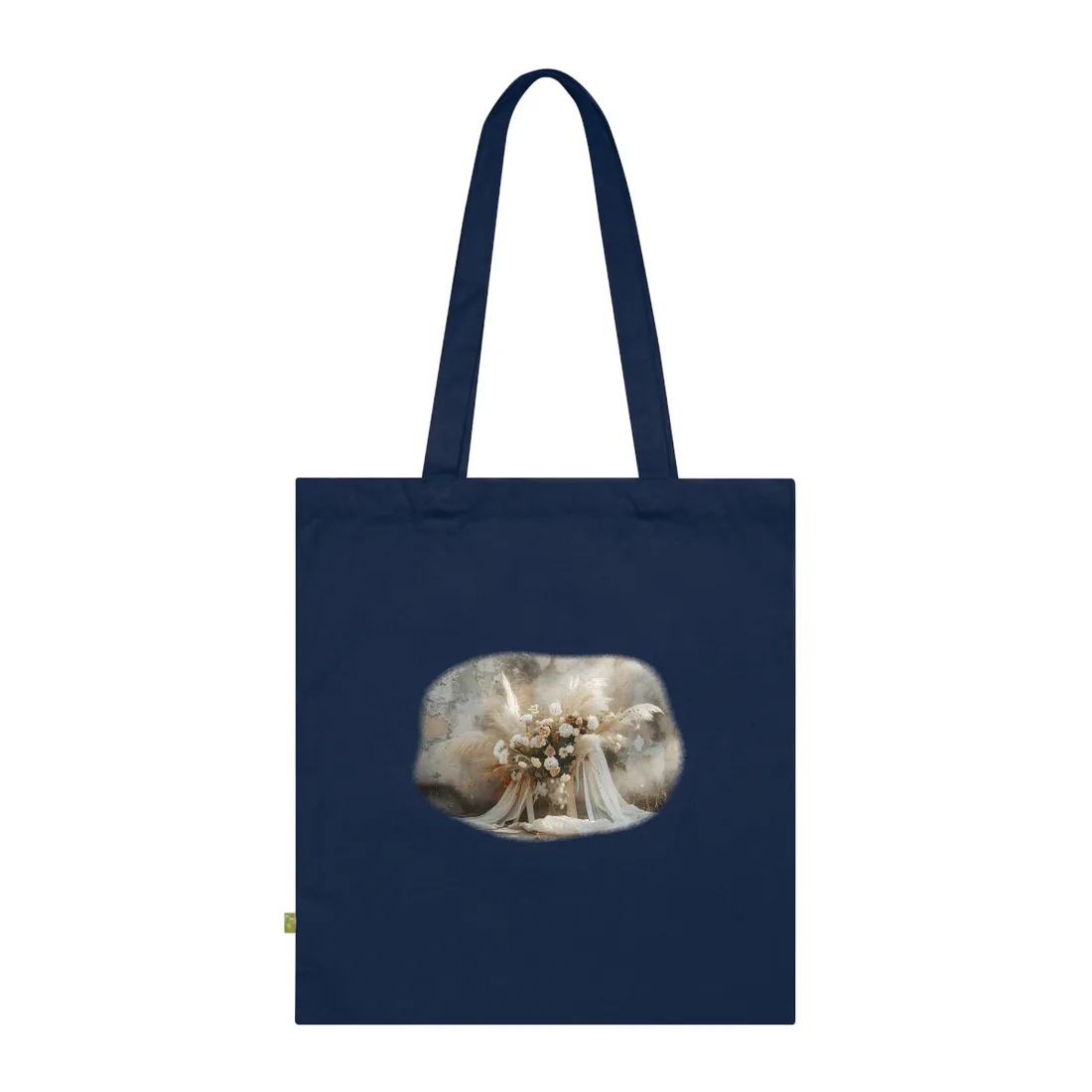 Whimsical Floral Bloom: Pampas Grass - Tote Bag (French Navy)