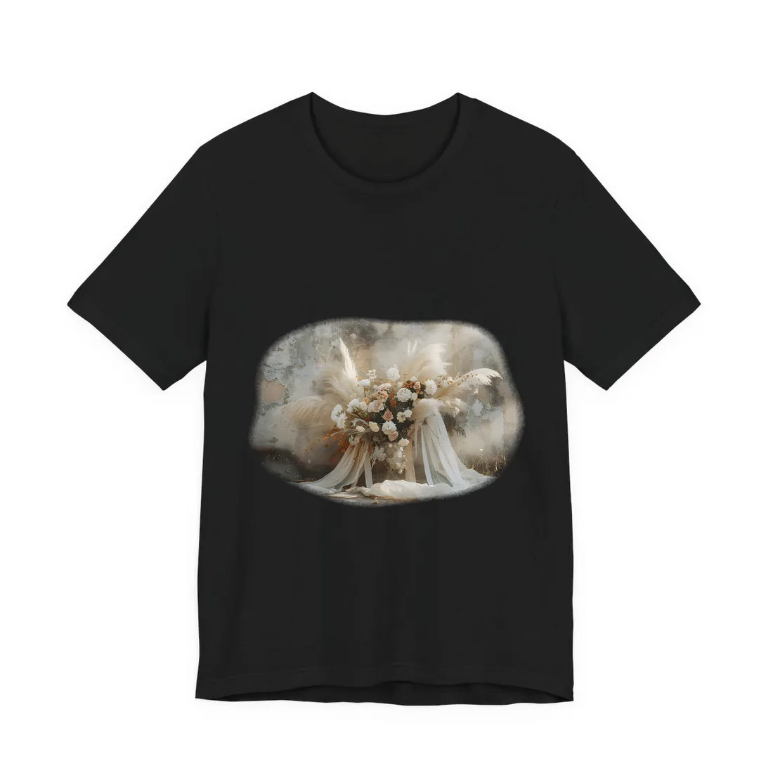 Whimsical Floral Bloom: Pampas Grass - T-Shirt (Black)