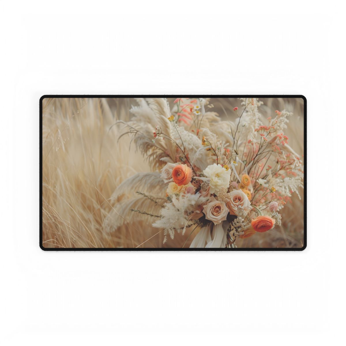 Whimsical Floral Oasis: Vibrant Pampas Artwork - Desk Mat