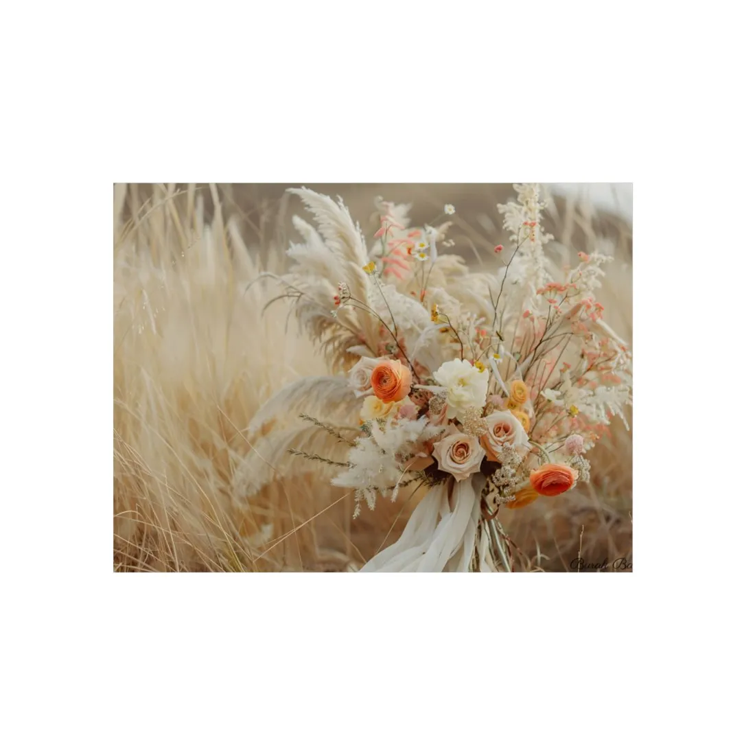 Whimsical Floral Oasis: Vibrant Pampas - Metal Poster