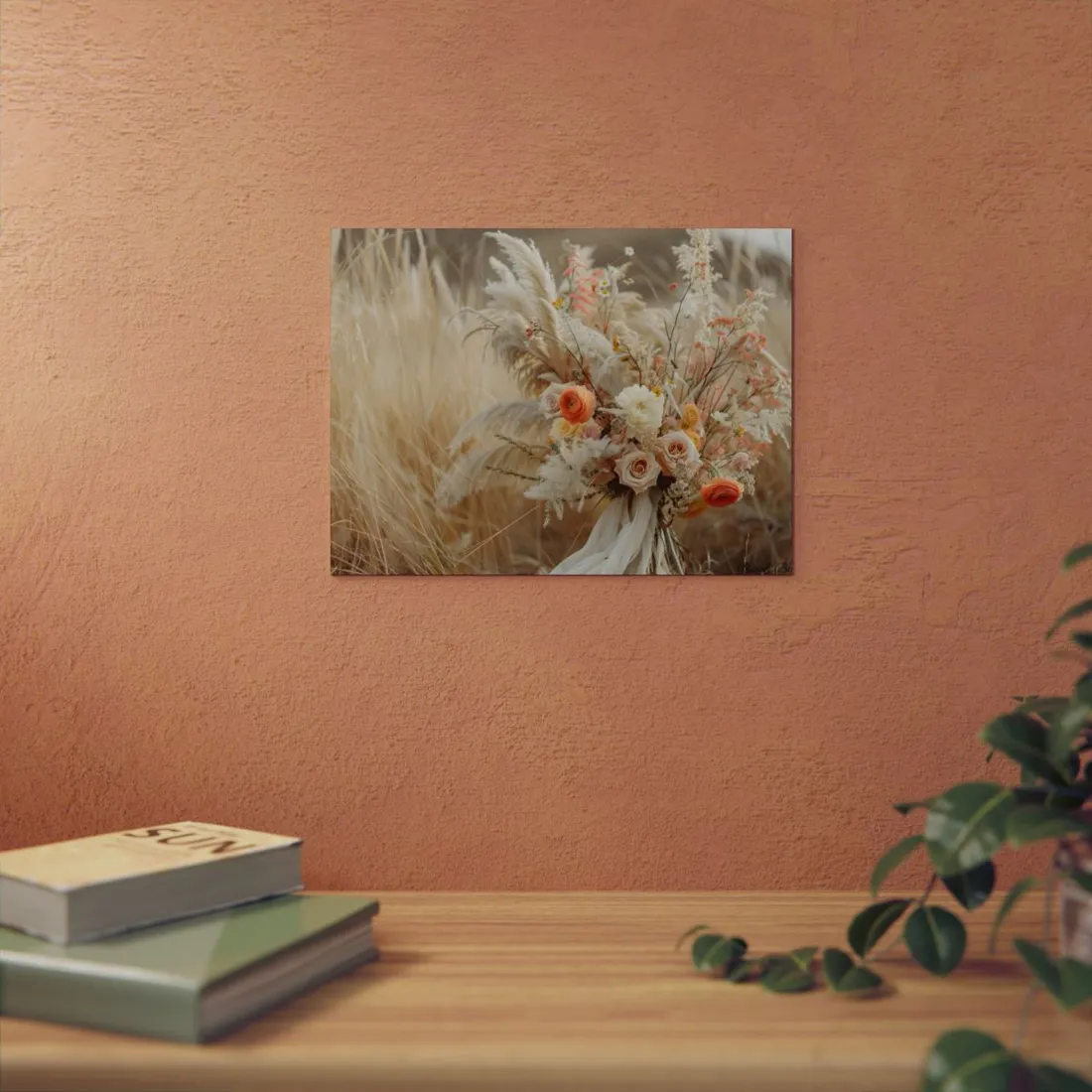 Whimsical Floral Oasis: Vibrant Pampas - Metal Poster