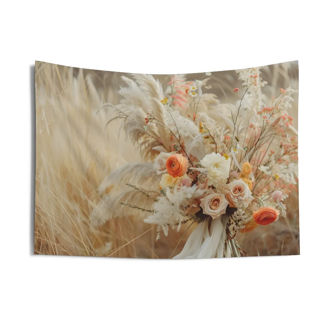 Whimsical Floral Oasis: Vibrant Pampas - Wall Tapestry