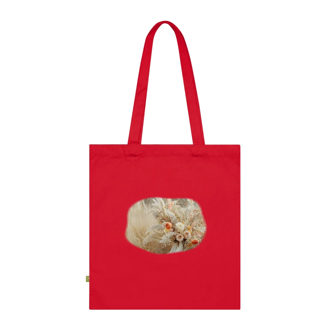 Whimsical Floral Oasis: Vibrant Pampas - Tote Bag (Classic Red)