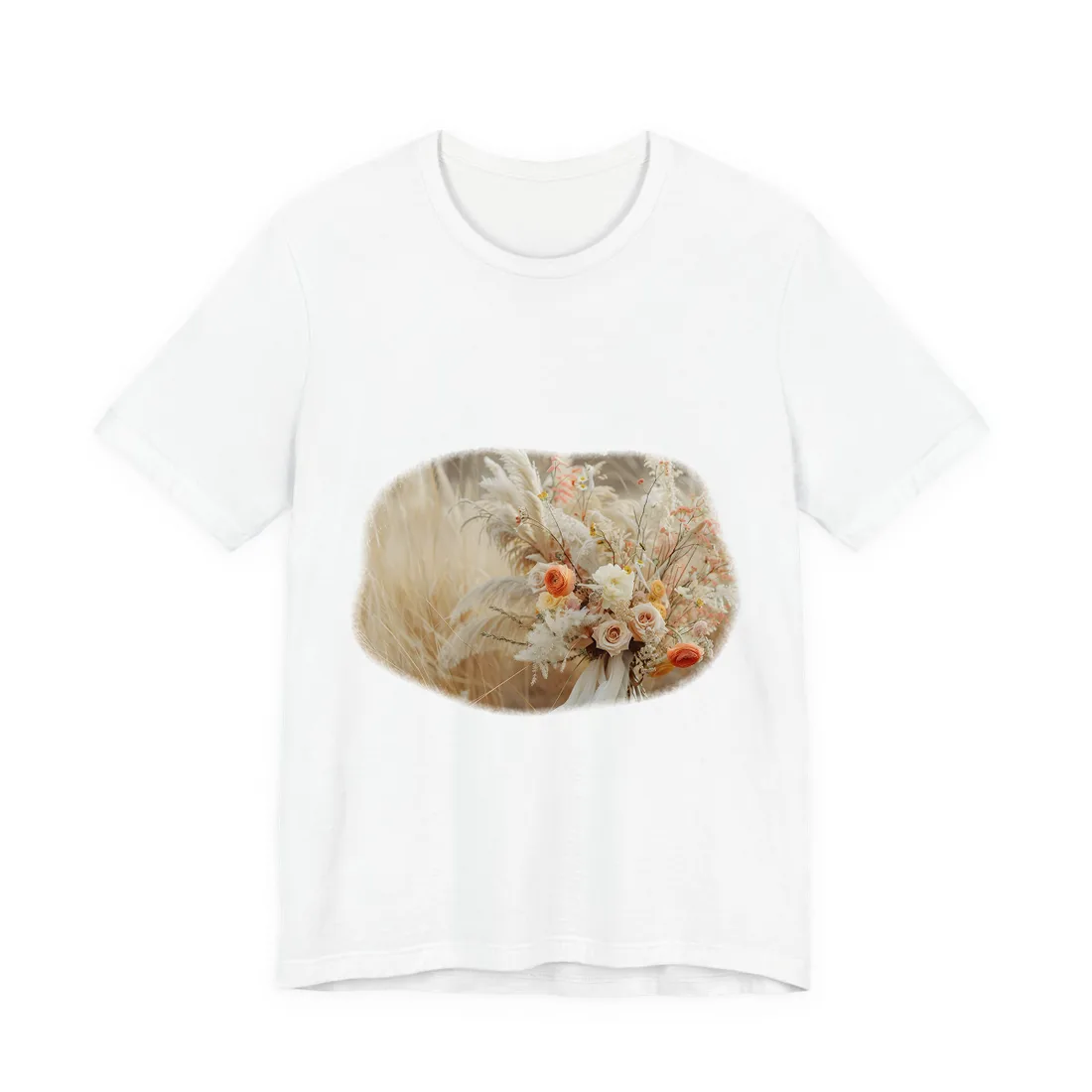 Whimsical Floral Oasis: Vibrant Pampas - T-Shirt (White)