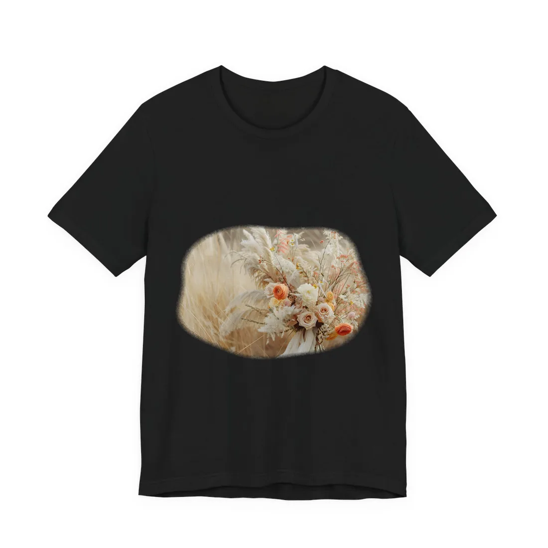 Whimsical Floral Oasis: Vibrant Pampas - T-Shirt (Black)