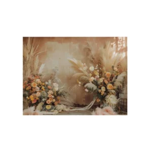 Pampas Grass Floral Arrangement Metal Poster
