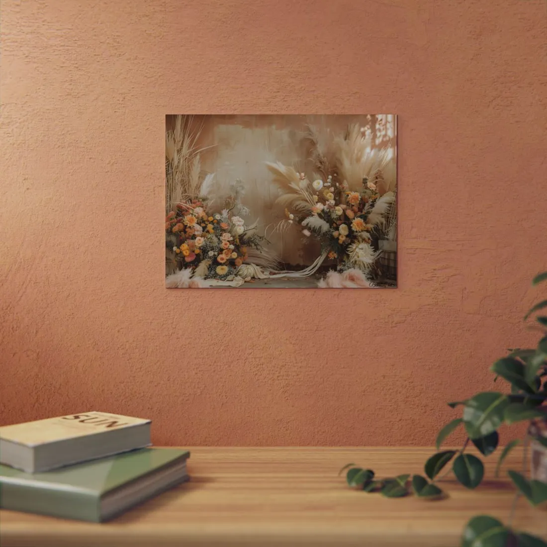 Whimsical Floral Pampas Find: Explore Calming - Metal Poster
