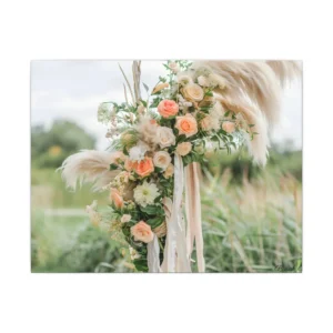 Peach Rose Pampas Bouquet Canvas Print