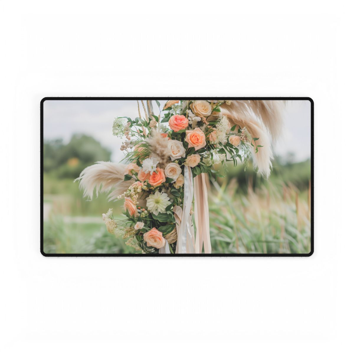 Whimsical Floral Wonders: Vibrant Pampas Garden Art - Desk Mat