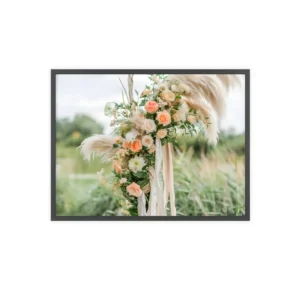 Peach Rose Pampas Bouquet Framed Poster