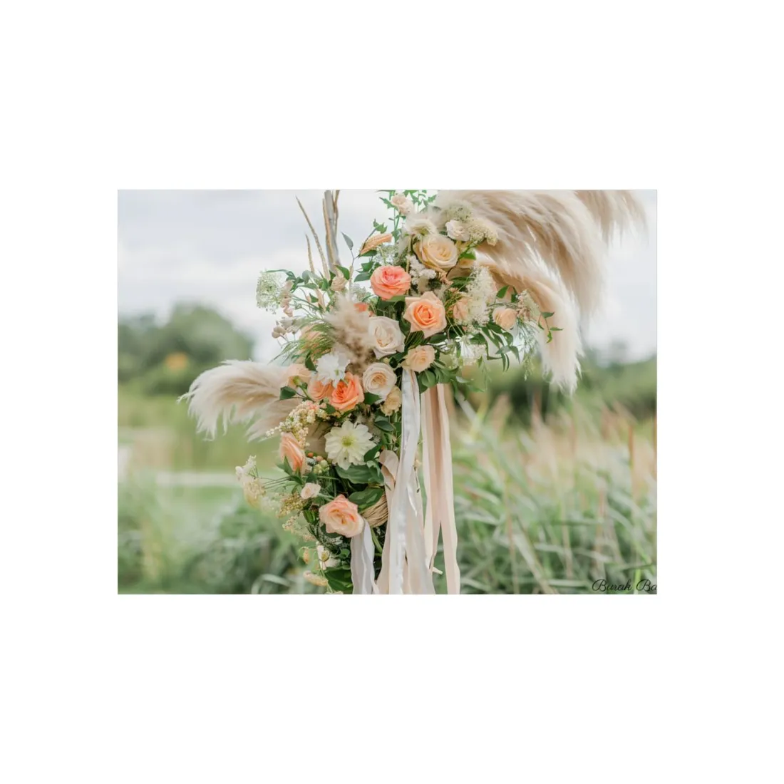 Whimsical Floral Wonders: Vibrant Pampas Garden Art - Metal Poster