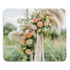 Peach Rose Pampas Bouquet Mouse Pad