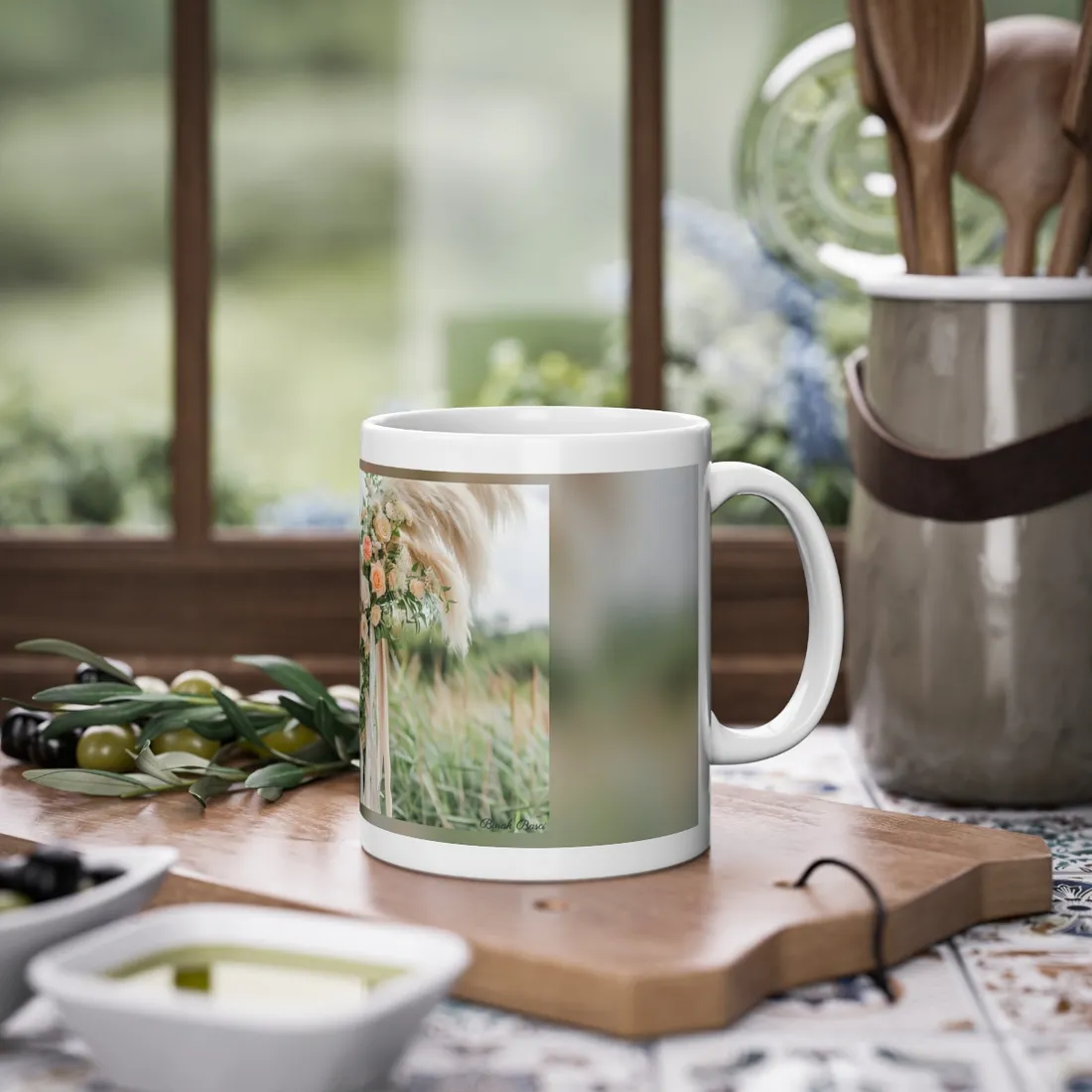 Whimsical Floral Wonders: Vibrant Pampas Garden Art - Mug